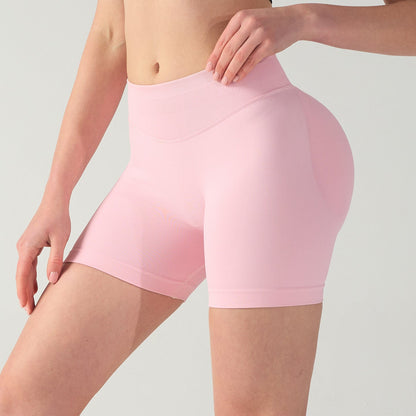 S Electric Blue High-Elastic Hip Yoga Shorts - Seamless Mid-Intensity Pilates Workout Shorts
