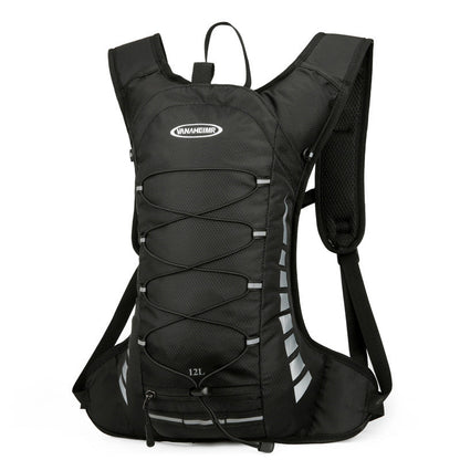 Black Lightweight Outdoor Sports Backpack Breathable Hiking Daypack Compact Running Cycling Bag with Bungee Storage 45cm for Travel