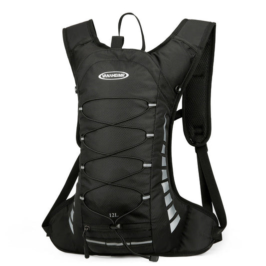 Black Lightweight Outdoor Sports Backpack Breathable Hiking Daypack Compact Running Cycling Bag with Bungee Storage 45cm for Travel