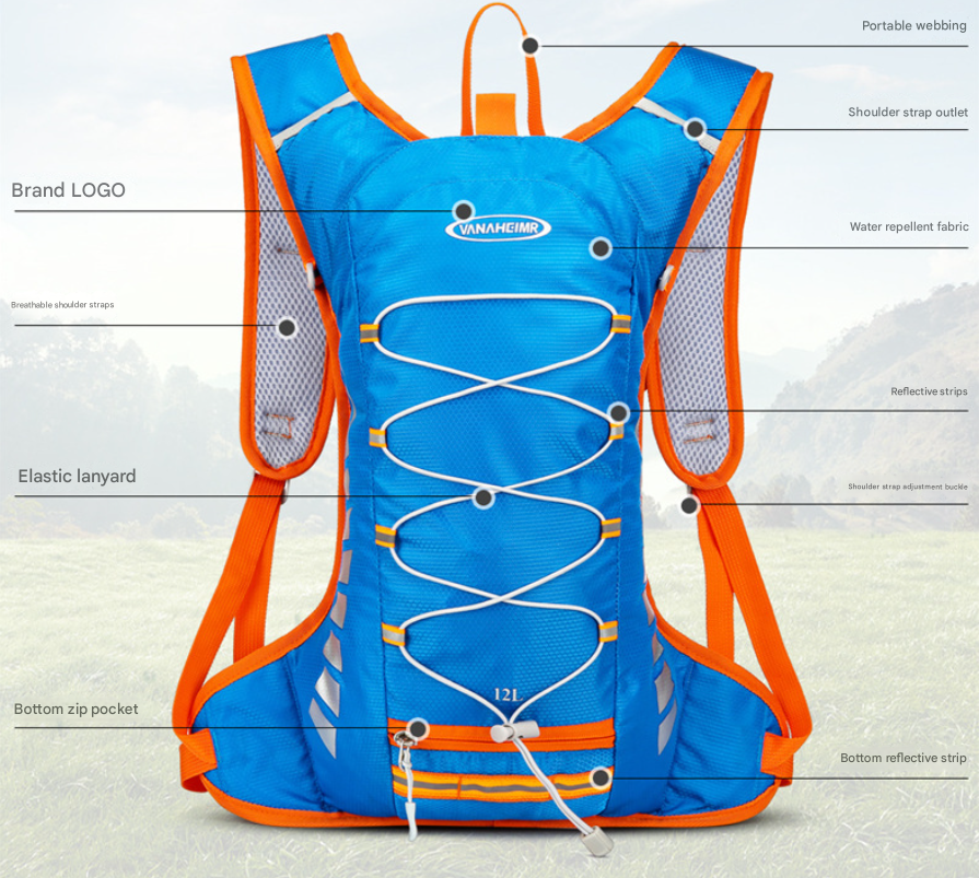 Orange Lightweight Outdoor Sports Backpack Breathable Hiking Daypack Compact Running Cycling Bag with Bungee Storage 45cm for Travel