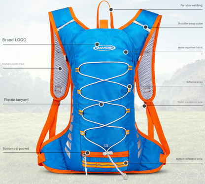 Black-green Lightweight Outdoor Sports Backpack Breathable Hiking Daypack Compact Running Cycling Bag with Bungee Storage 45cm for Travel