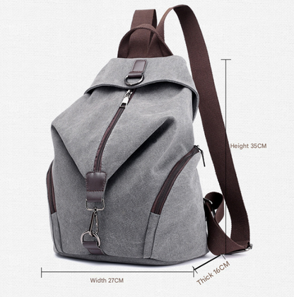 Black Women's Vintage Canvas Backpack Casual Daypack Retro College School Bag Large Capacity Rucksack for Travel Work & Daily Use