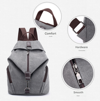 Black Women's Vintage Canvas Backpack Casual Daypack Retro College School Bag Large Capacity Rucksack for Travel Work & Daily Use