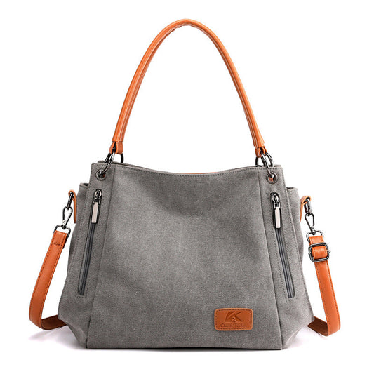 Grey Women's Canvas Hobo Handbag Large Shoulder Tote Bag Adjustable Crossbody Strap Casual Purse 40cm for Work School Travel