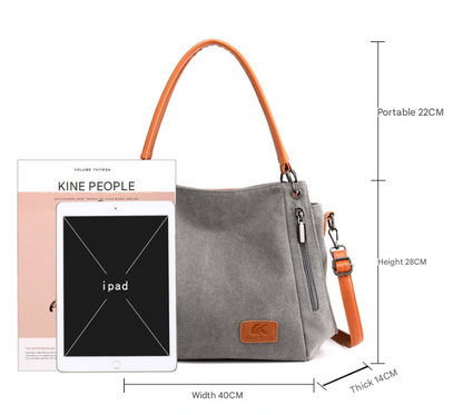 Purple Women's Canvas Hobo Handbag Large Shoulder Tote Bag Adjustable Crossbody Strap Casual Purse 40cm for Work School Travel