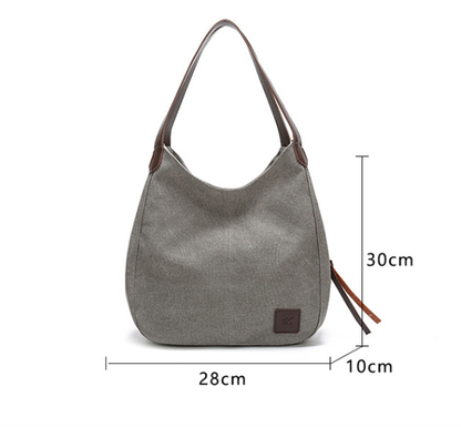 Purple Women's Canvas Hobo Handbag Multi-Compartment Shoulder Tote Bag Minimalist Casual Purse 30cm for Work Shopping & Travel