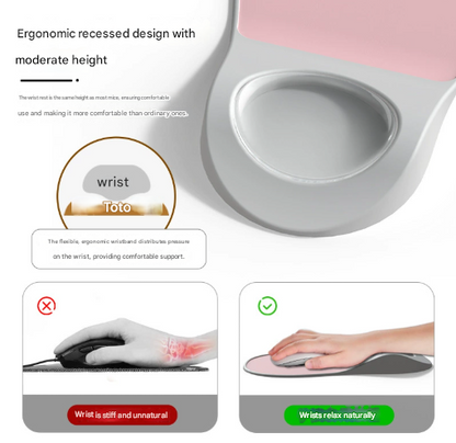 Orange Ergonomic Mouse Pad with Wrist Rest Support Soft Silicone Concave Groove Design 32.5cm Non-Slip Mat for Home Office & Gaming