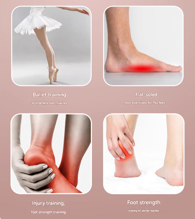 Pink Adjustable Foot Arch Trainer Toe Grip Exerciser Spring Resistance Strengthening Tool for Flat Feet & Ballet 29cm