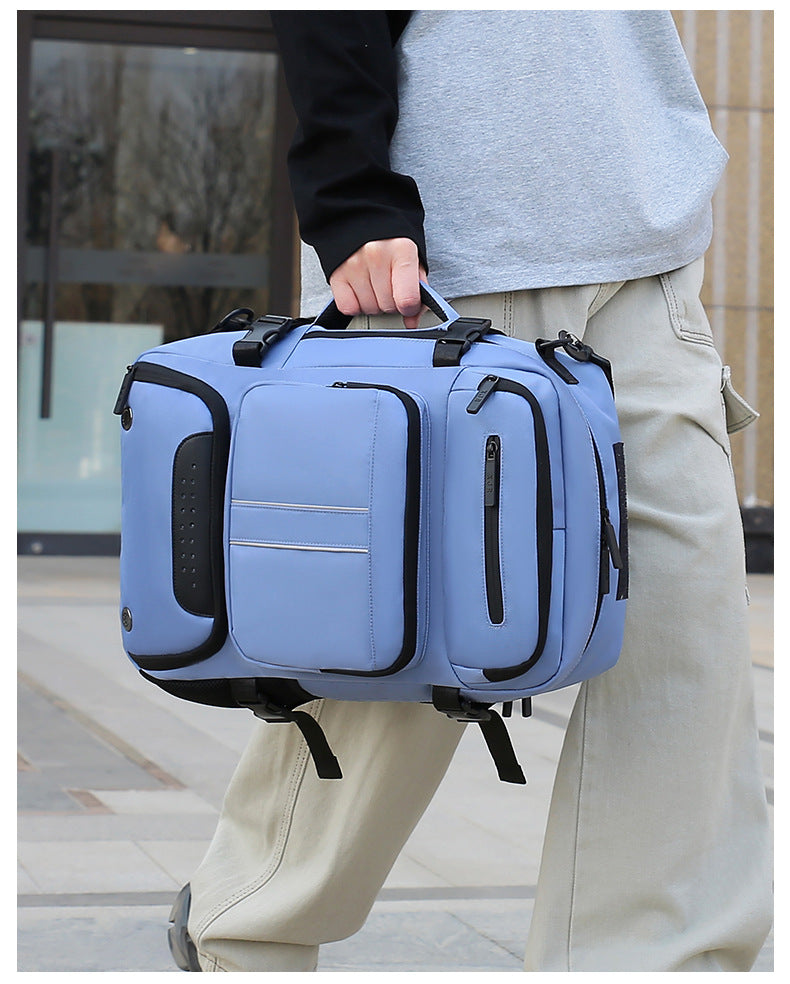 Large Capacity Convertible Travel Backpack - 16" Laptop Compartment, Shoe Pouch & USB Port(blue)