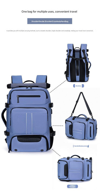Large Capacity Convertible Travel Backpack - 16" Laptop Compartment, Shoe Pouch & USB Port(blue)