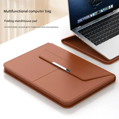 3-in-1 Detachable PU Leather Laptop Sleeve with Ergonomic Stand & Mouse Pad(grey  13/14 inch)