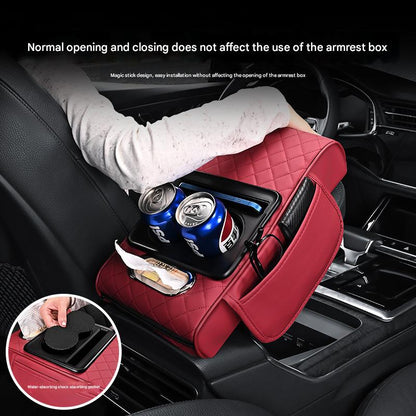 Premium Car Armrest Organizer & Comfort Pad(red)