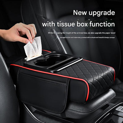 Premium Car Armrest Organizer & Comfort Pad(red)