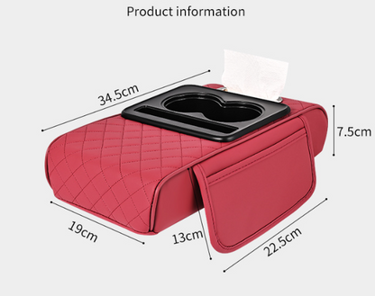 Premium Car Armrest Organizer & Comfort Pad(brown)