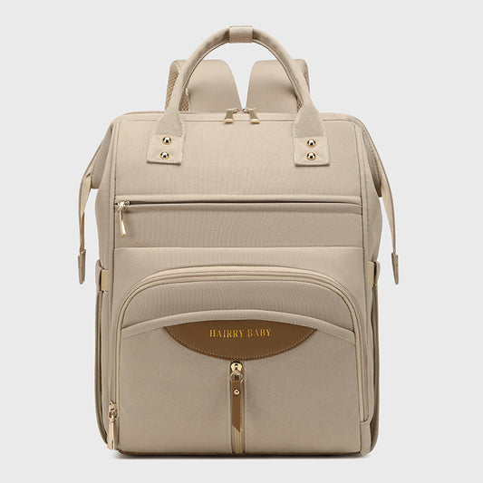 Multifunctional Diaper Bag Backpack(Apricot) - Large Capacity & Organized Storage for Baby Essentials