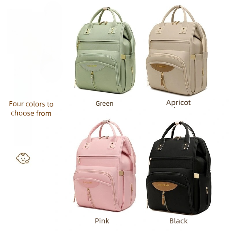 Multifunctional Diaper Bag Backpack(Apricot) - Large Capacity & Organized Storage for Baby Essentials
