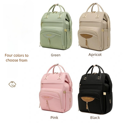 Multifunctional Diaper Bag Backpack(Apricot) - Large Capacity & Organized Storage for Baby Essentials