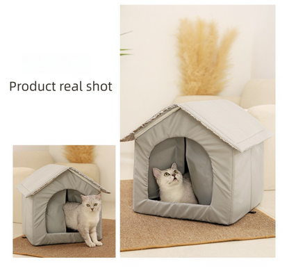 Small Size Elevated Indoor/Outdoor Pet Shelter(blue): Waterproof, Insulated for All-Season Warmth