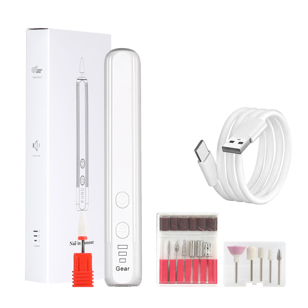 Pink Pro Portable Electric Nail Drill Kit With 10 Bits - Fast, Quiet, Rechargeable
