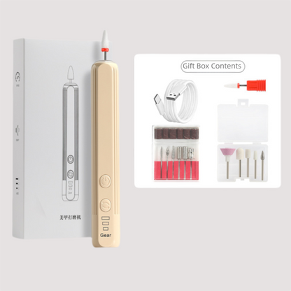 Khaki Pro Portable Electric Nail Drill Kit With 10 Bits - Fast, Quiet, Rechargeable