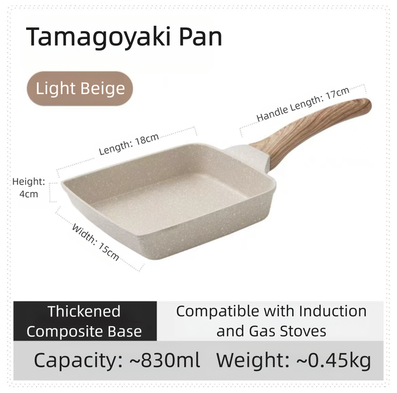 White Rectangular Non-Stick Frying Pan 19Ã—14Ã—4cm - Open, Induction & Gas Compatible