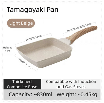 White Rectangular Non-Stick Frying Pan 19Ã—14Ã—4cm - Open, Induction & Gas Compatible