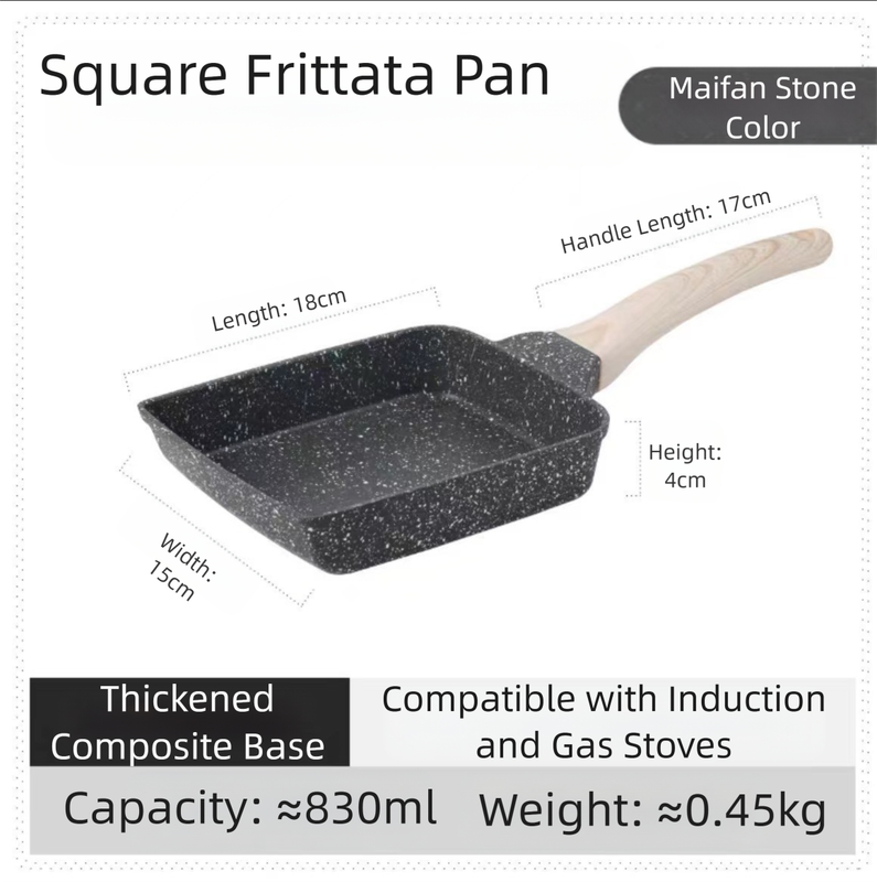 Black Rectangular Non-Stick Frying Pan 19Ã—14Ã—4cm - Open, Induction & Gas Compatible