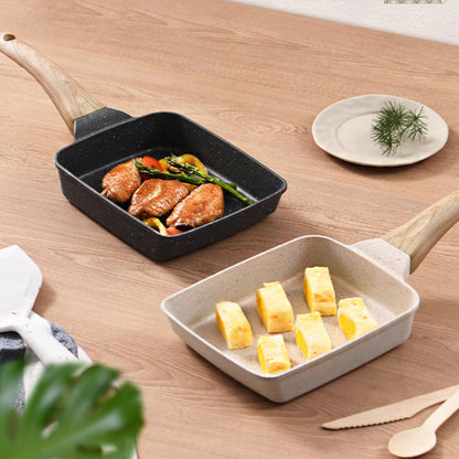 Black Rectangular Non-Stick Frying Pan 19Ã—14Ã—4cm - Open, Induction & Gas Compatible