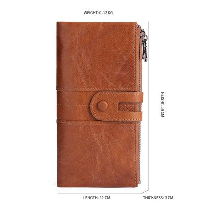 Green Premium Leather Long Wallet Clutch Organizer 19x10x3cm - 15 Card Slots