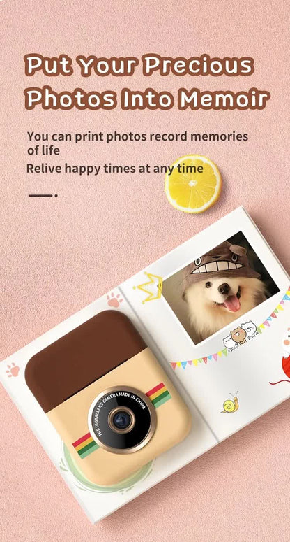 Kids Instant Print Camera with 32GB SD Card & 3 Paper Rolls - Retro Thermal Digital Camera & Video Recorder - 1080P Dual Lens Selfie Toy Gift - Pink