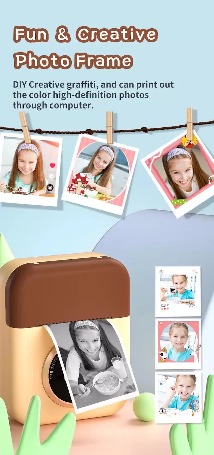 Kids Instant Print Camera with 32GB SD Card & 3 Paper Rolls - Retro Thermal Digital Camera & Video Recorder - 1080P Dual Lens Selfie Toy Gift - Pink