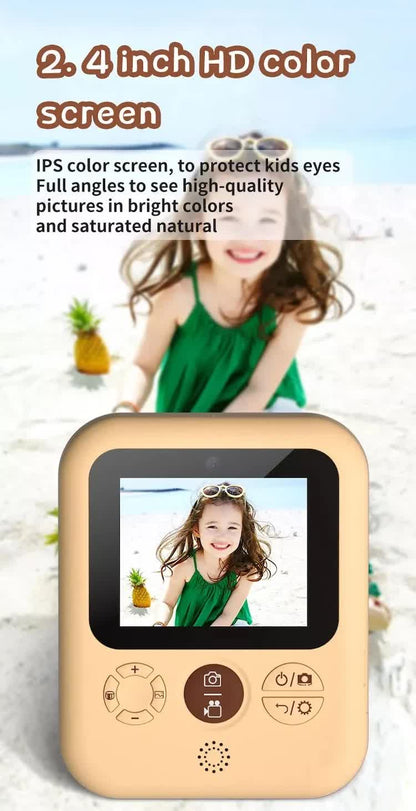 Kids Instant Print Camera with 32GB SD Card & 3 Paper Rolls - Retro Thermal Digital Camera & Video Recorder - 1080P Dual Lens Selfie Toy Gift - Blue