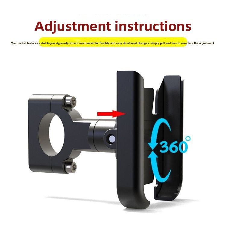 Universal Aluminium Motorcycle Phone Holder Handlebar Mount 360 Rotation Anti-Shake CNC Metal for Bike Scooter 4-7 Inch Phones Black