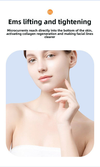 Ultrasonic Skin Scrubber Facial Spatula Blackhead Remover & Pore Cleaner with Ion EMS Lifting Mode Rechargeable Beauty Tool Ivory White