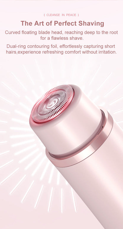 2-in-1 Electric Lady Shaver & Bikini Trimmer Dual Head Waterproof Wet & Dry Body Hair Remover Cordless Razor for Face Legs Underarms Purple