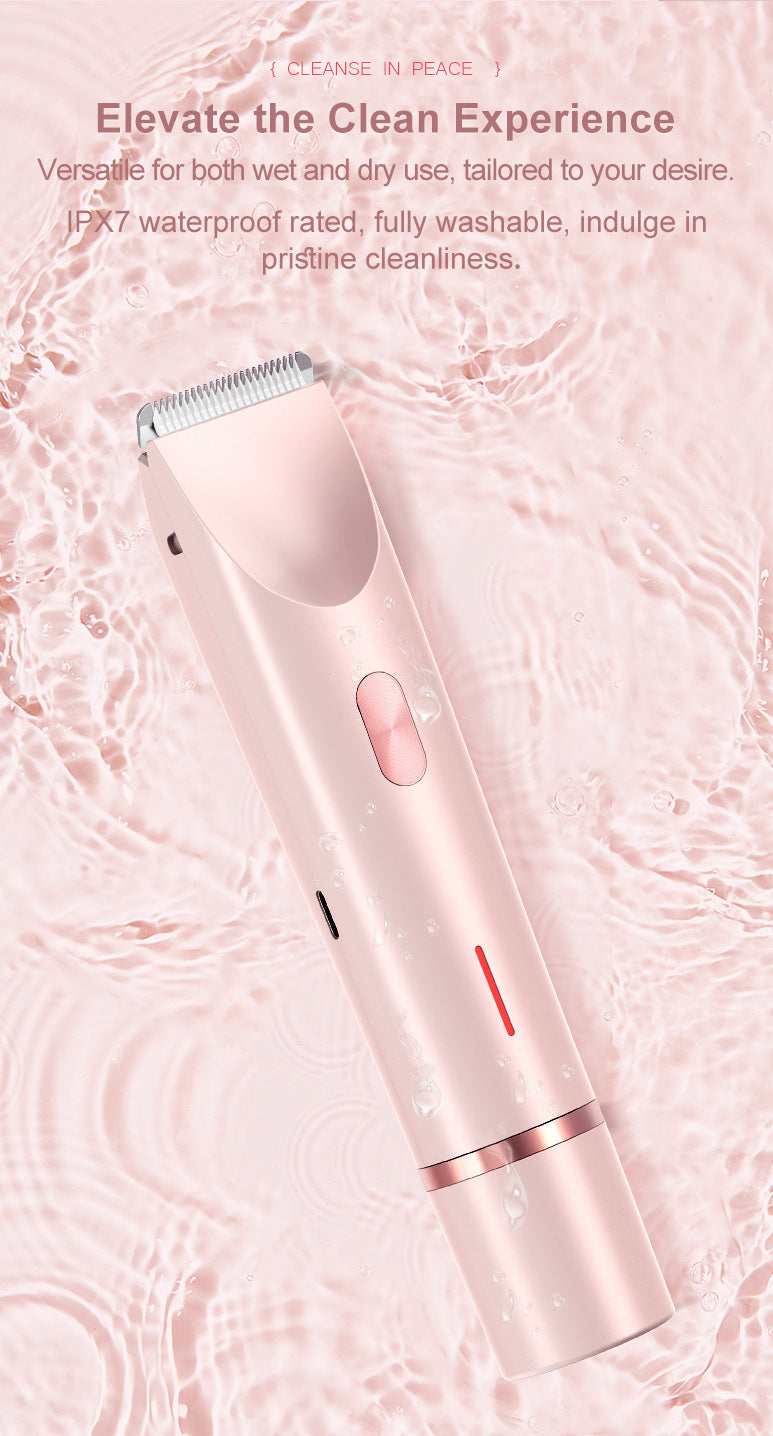 2-in-1 Electric Lady Shaver & Bikini Trimmer Dual Head Waterproof Wet & Dry Body Hair Remover Cordless Razor for Face Legs Underarms Purple
