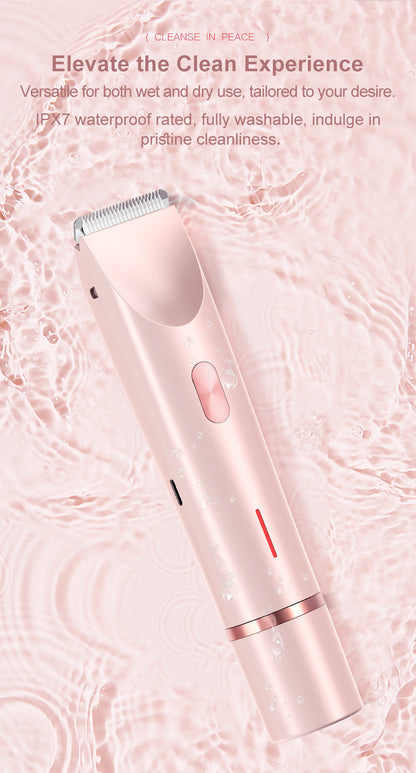 2-in-1 Electric Lady Shaver & Bikini Trimmer Dual Head Waterproof Wet & Dry Body Hair Remover Cordless Razor for Face Legs Underarms Purple