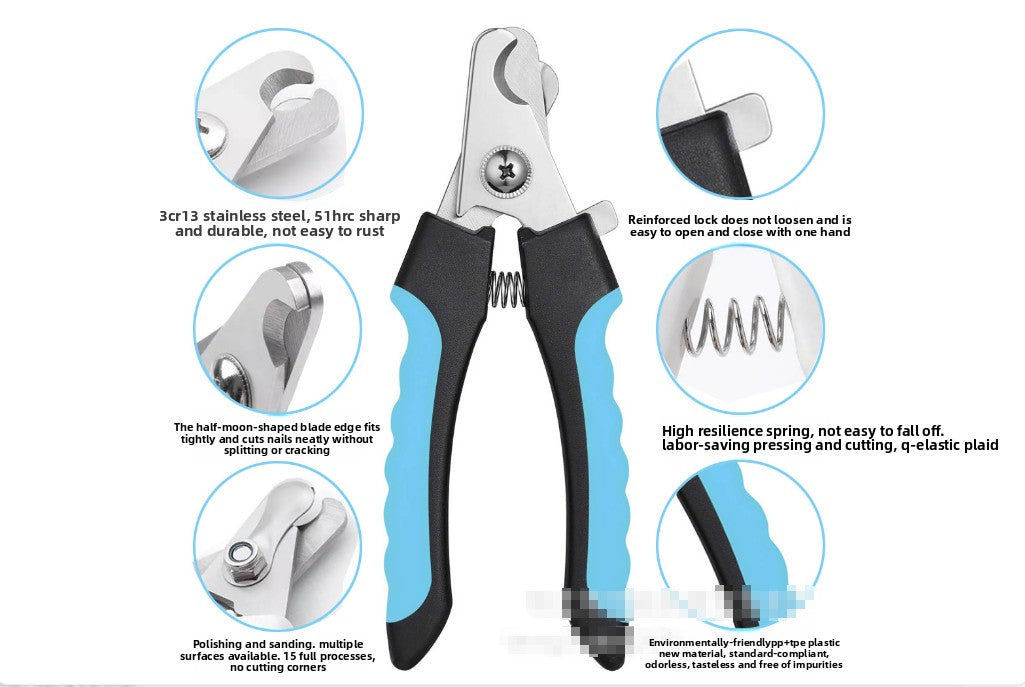 Pet Nail Clippers & File Set for Small Dogs Cats Stainless Steel Claw Trimmer with Safety Guard Non-Slip Handle Grooming Tool White & Pink