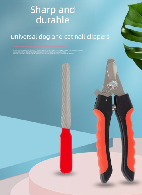 Pet Nail Clippers & File Set for Small Dogs Cats Stainless Steel Claw Trimmer with Safety Guard Non-Slip Handle Grooming Tool Black & Blue