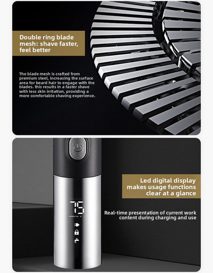 Men's 4-in-1 Electric Shaver Grooming Kit 3D Rotary Razor with Nose Trimmer Hair Clipper Facial Brush Wet & Dry Waterproof Black
