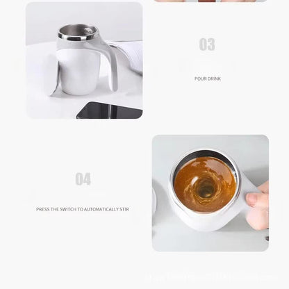 Automatic Self Stirring Coffee Mug 380ml Magnetic Mixing Cup 304 Stainless Steel AAA Battery Operated Travel Tumbler for Hot Chocolate Tea Office Home Grey