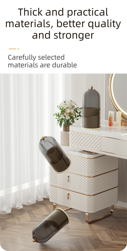 White 360Â° Rotating Makeup Brush Holder with Transparent Dust-Proof Sliding Door - Large Capacity Cosmetic Organizer, Professionaln Gradient Dual Zones