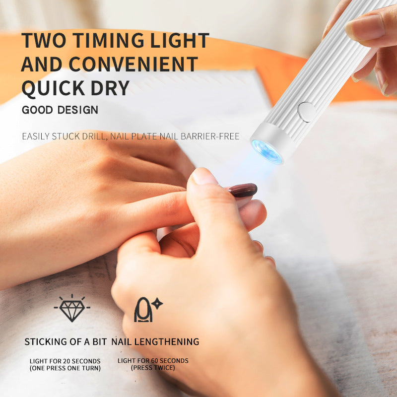 Pink Mini Handheld LED/UV Manicure Light with Digital Display & Fixed Stand - Portable One-Finger Curing Pen