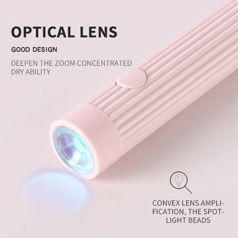 Pink Mini Handheld LED/UV Manicure Light with Digital Display & Fixed Stand - Portable One-Finger Curing Pen