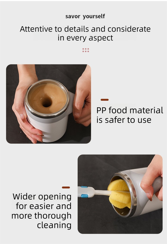 380ML White Magnetic Self-Stirring Coffee Mug - USB Charging, Leak-Proof Stainless Steel Electric Mixer Cup for Coffee & Milk