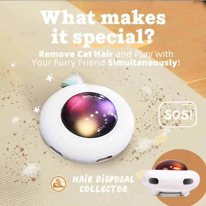 Smart Electric UFO Automatic Cat Toy - Self-Playing Teaser with 5 Rotating Feathers & Intelligent Indoor Obstacle Avoidance