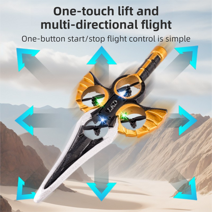 L36 Remote Control Flying Stunt Sword with 360Â° Flip & One-Key Takeoff - Fully Guarded Propellers and LED Night Lights for Safety & 4-Turbofan High Power Motor (2 Battery Included)