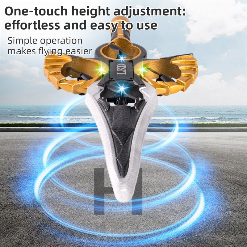 L36 Remote Control Flying Stunt Sword with 360Â° Flip & One-Key Takeoff - Fully Guarded Propellers and LED Night Lights for Safety & 4-Turbofan High Power Motor (2 Battery Included)
