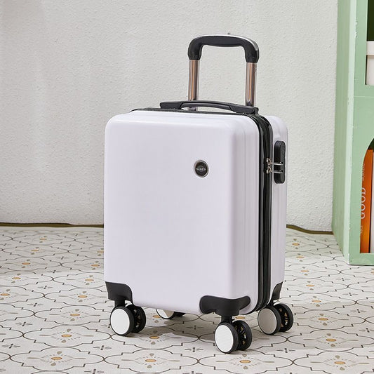 White 14 Inch Lightweight Carry-on Luggage for heights under 1.6m - Underseat & Overhead Cabin Hardside Suitcase