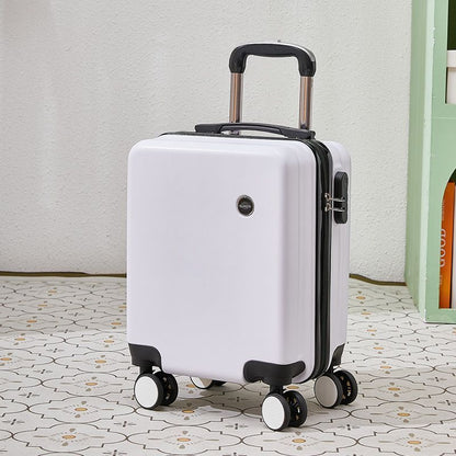 White 14 Inch Lightweight Carry-on Luggage for heights over 1.6m - Underseat & Overhead Cabin Hardside Suitcase